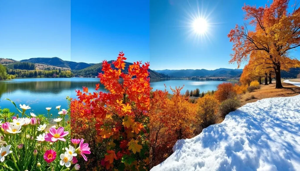 Image of Vasona Lake during different seasons