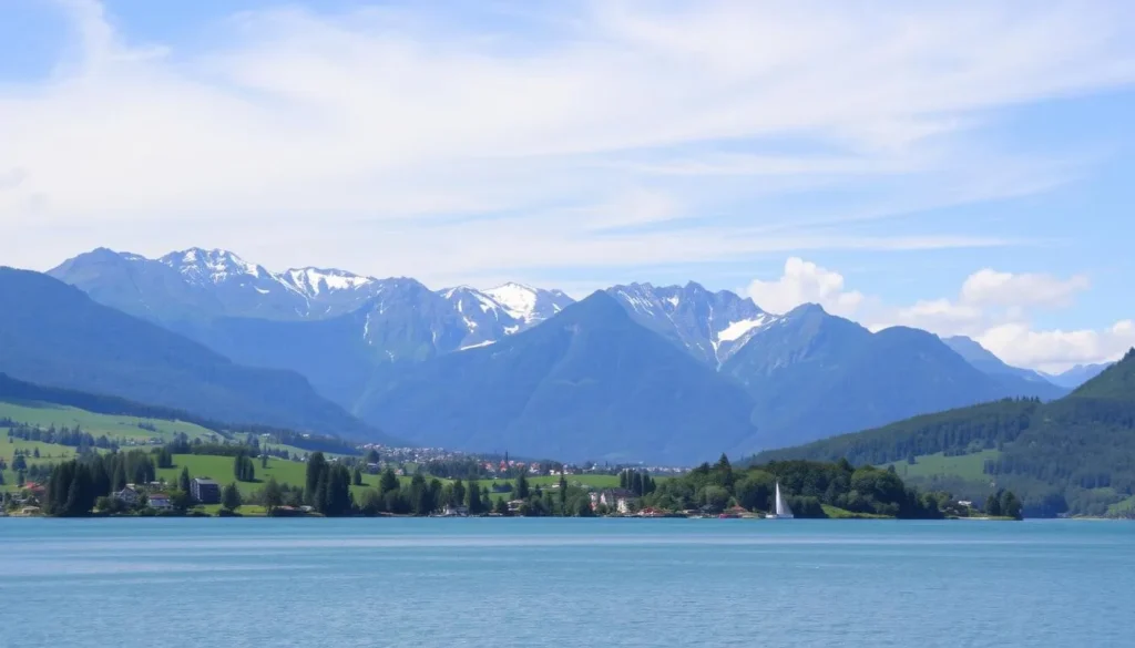 Image of Vaud canton landscape with Lake Geneva and Jura mountains