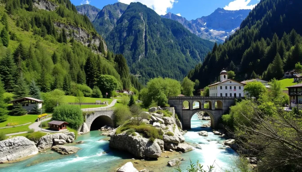 Image of Verzasca Valley with crystal-clear waters and Ponte dei Salti