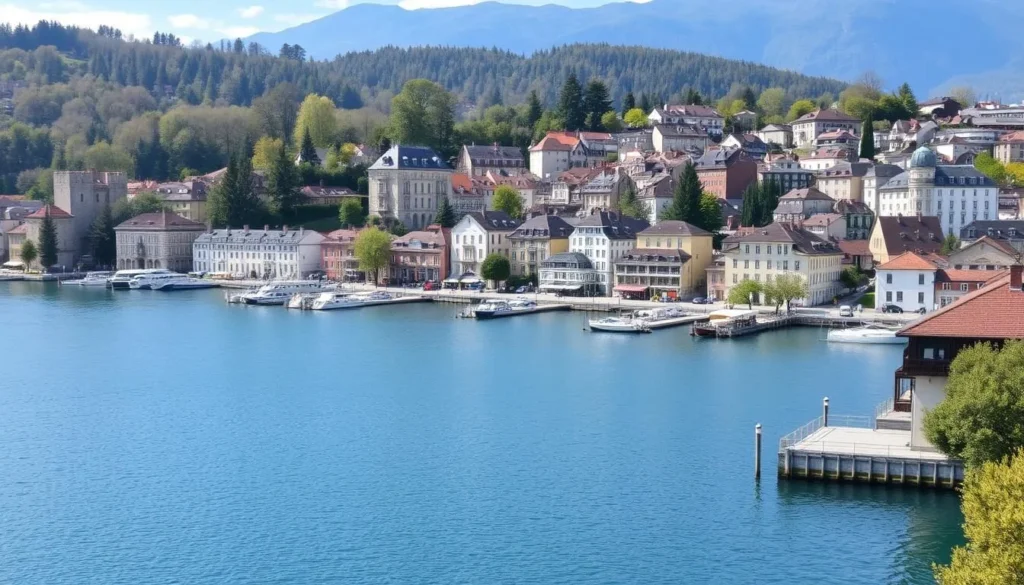 Image of Vevey town by Lake Geneva