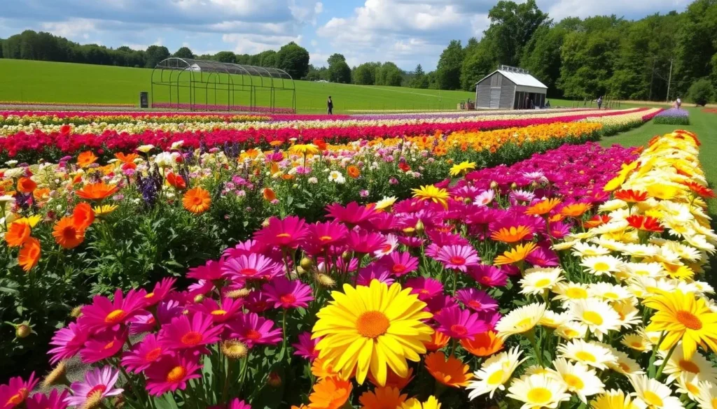 Image of Village Flower Farm in Yellow Springs, Ohio, with vibrant flowers and a serene landscape