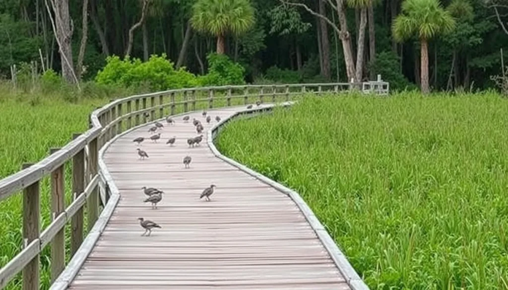 Image of Wakodahatchee Wetlands boardwalk with diverse wildlife