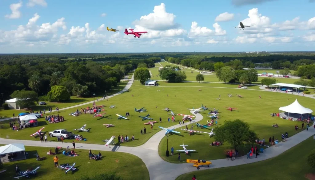 Image of West Delray Regional Park with RC enthusiasts flying planes