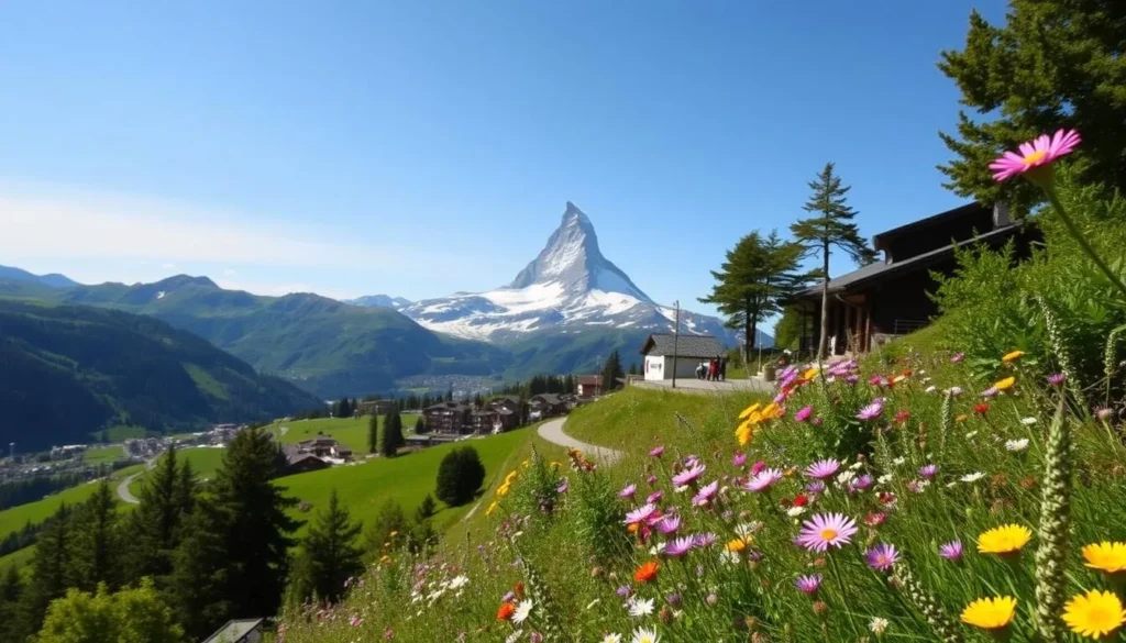 Image of Zermatt ski resort during summer