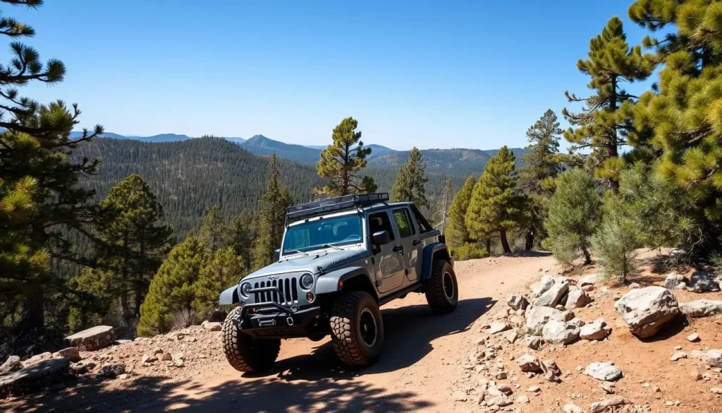 Image of a Jeep driving on an off-road trail in Big Bear