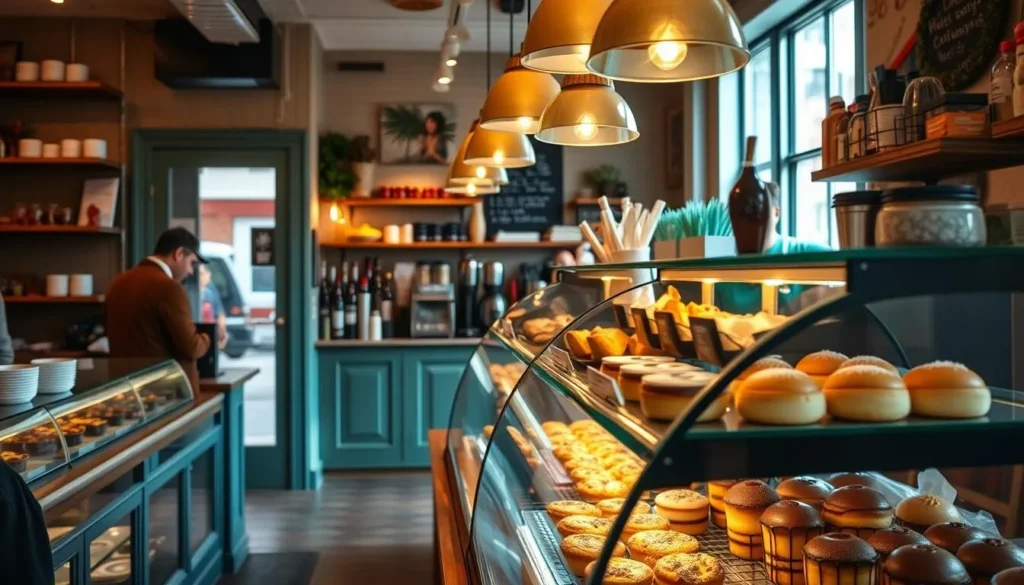 Image of a Lexington coffee shop with a variety of pastries