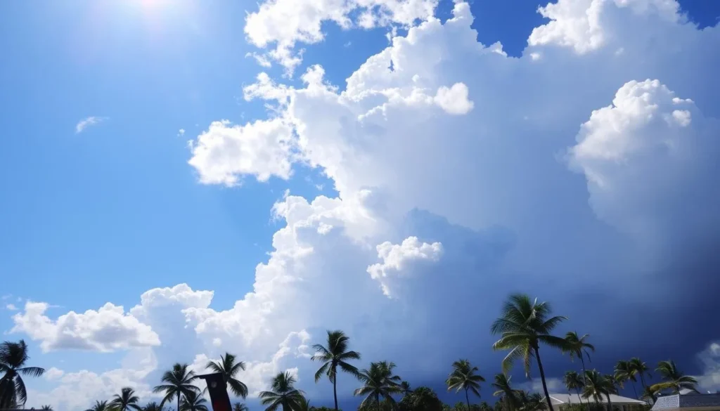 Image of a Palm Beach summer day with sunshine and afternoon thunderstorms