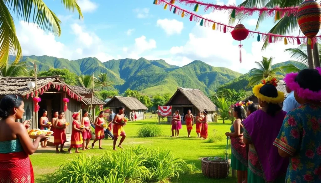 Image of a Samoan village during Easter