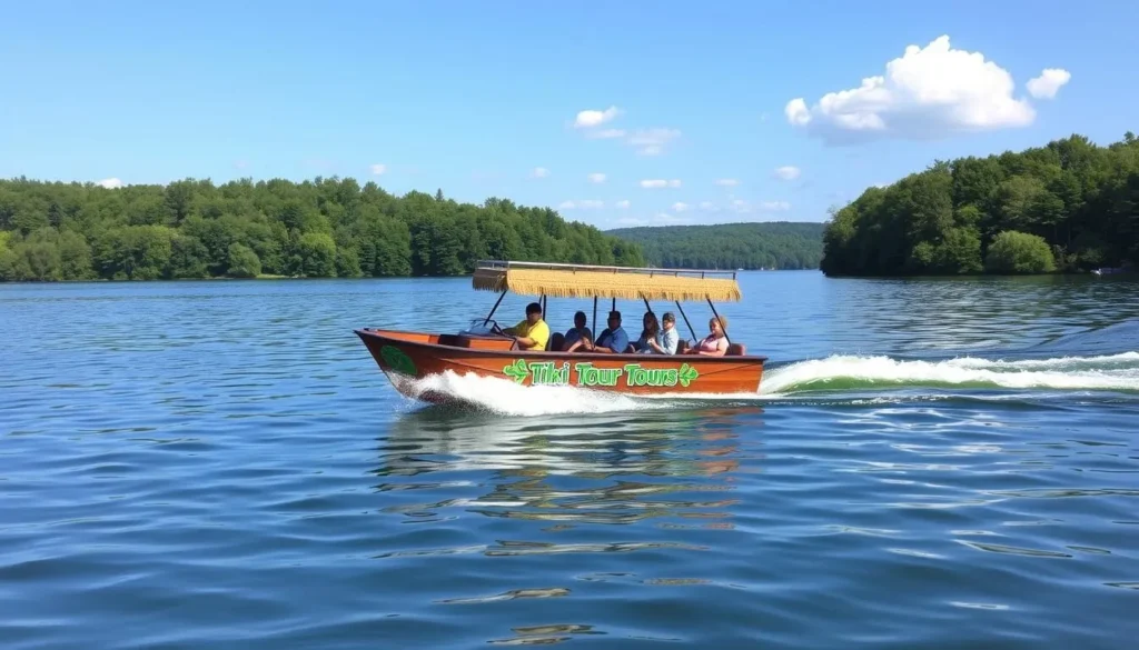 Image of a Tiki Tour boat on Saratoga Lake