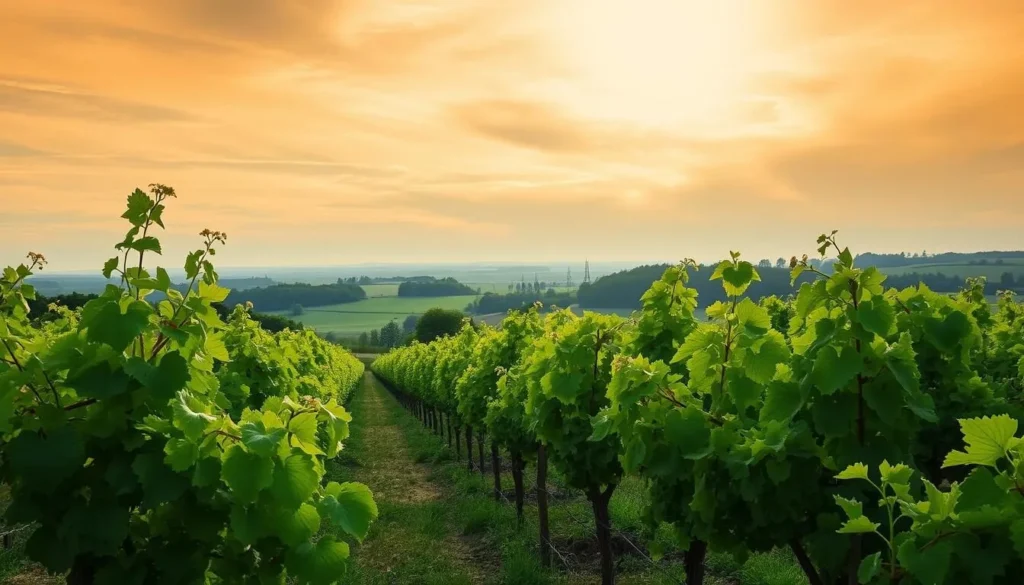 Image of a Vouvray winery with Chenin Blanc vines