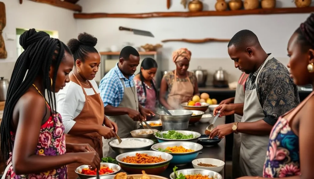 Image of a Zanzibari cooking class in session