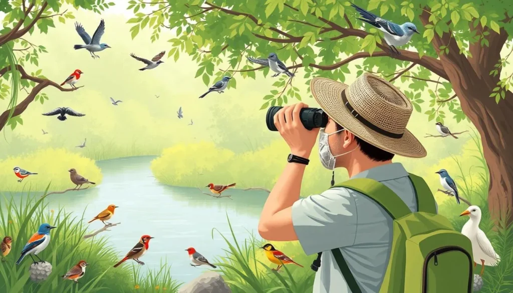 Image of a bird watcher at Robinson Preserve