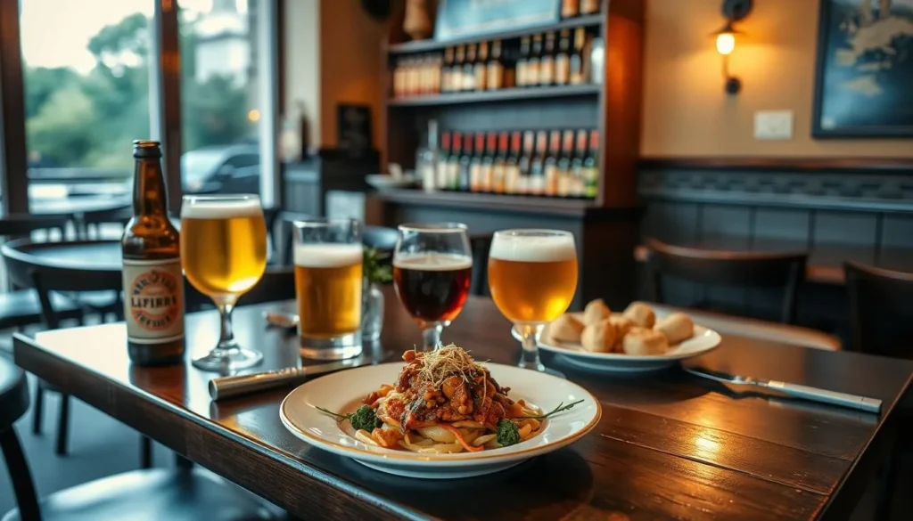 Image of a bistro with a refined menu and a selection of craft beers