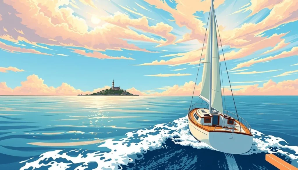 Image of a boat departing from Ocracoke towards Portsmouth Island