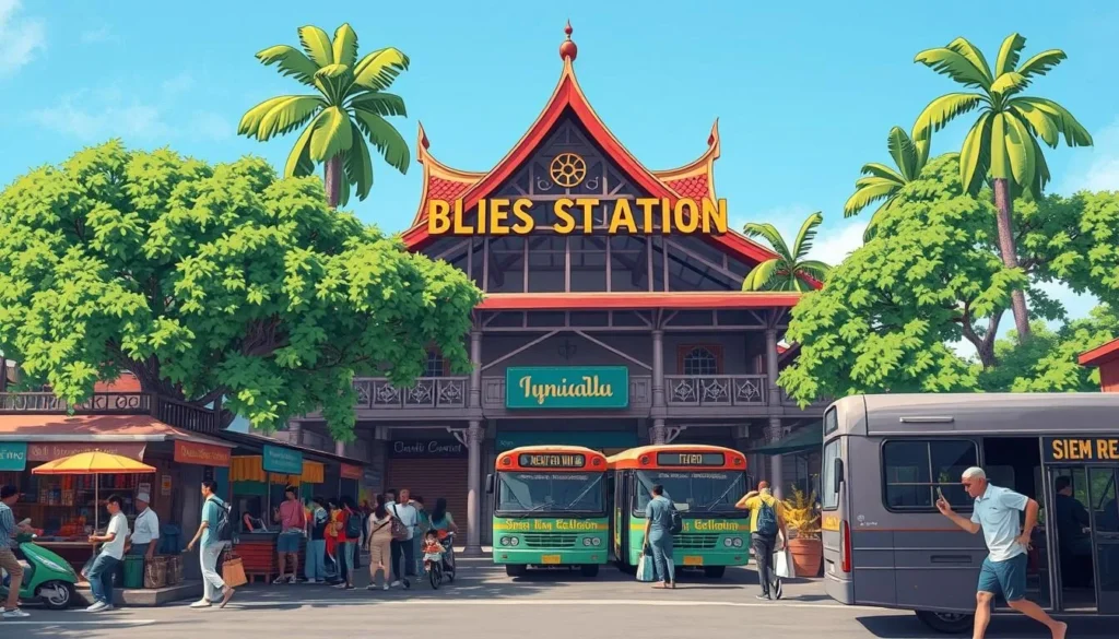 Image of a bus station in Siem Reap