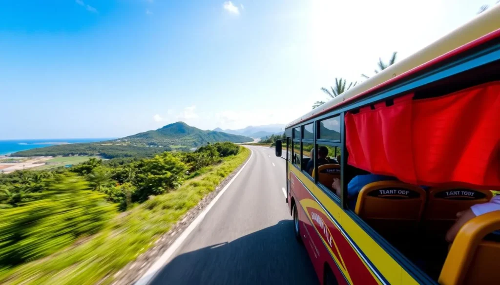 Image of a bus traveling to Sihanoukville