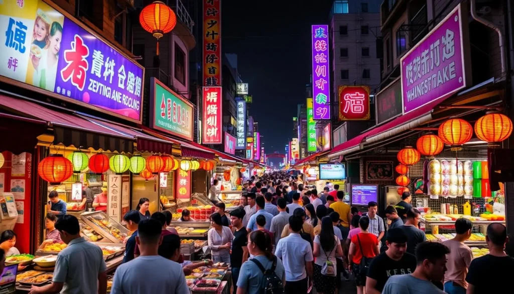 Image of a bustling night market in New Taipei City