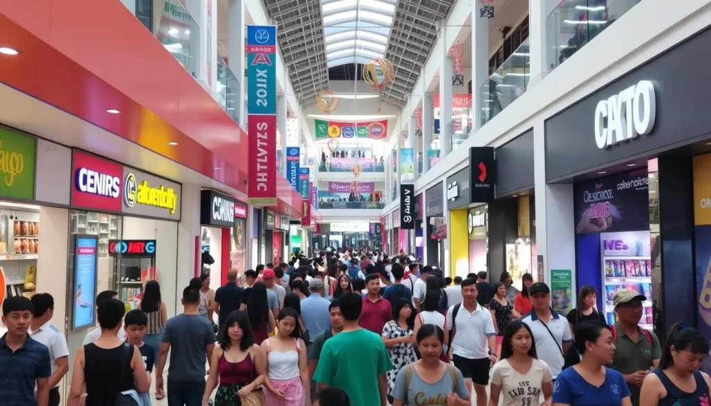Image of a bustling shopping mall in Dasmarinas, Philippines