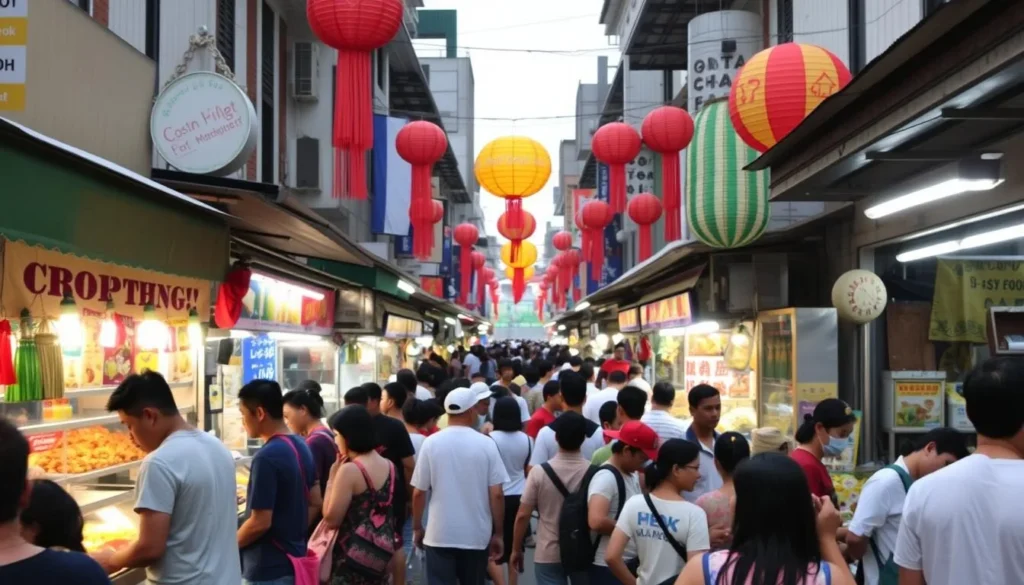 Image of a bustling street food market in Mandaluyong