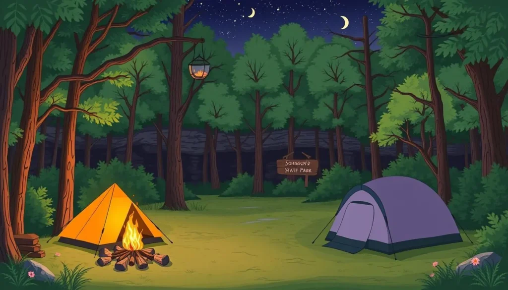 Image of a campsite at Johnson's Shut-ins State Park