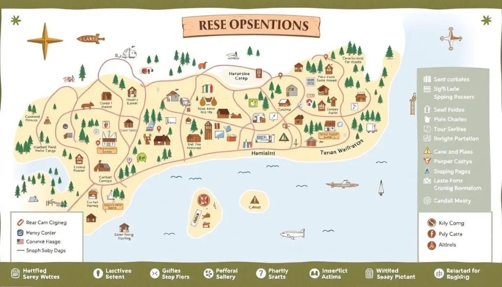 Image of a campsite map or a sign indicating campsite reservations.