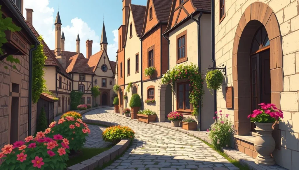 Image of a cobblestone street in a medieval town