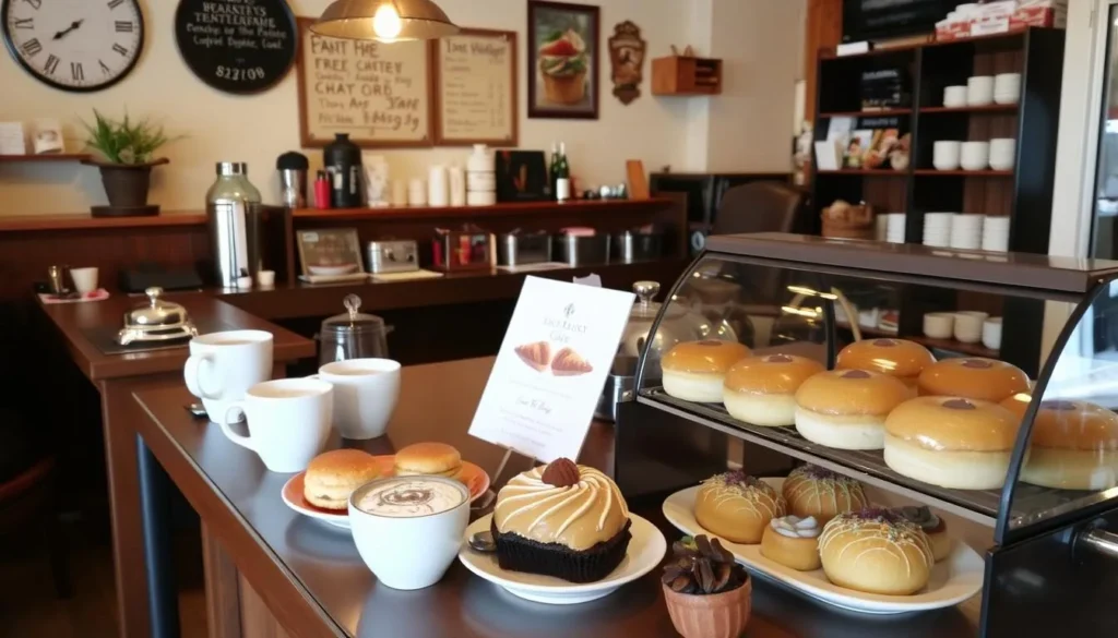 Image of a cozy cafe in Big Bear with specialty coffee and pastries