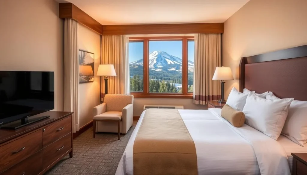 Image of a cozy hotel room in Mount Shasta