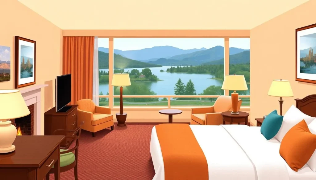 Image of a cozy hotel room near Vasona Lake