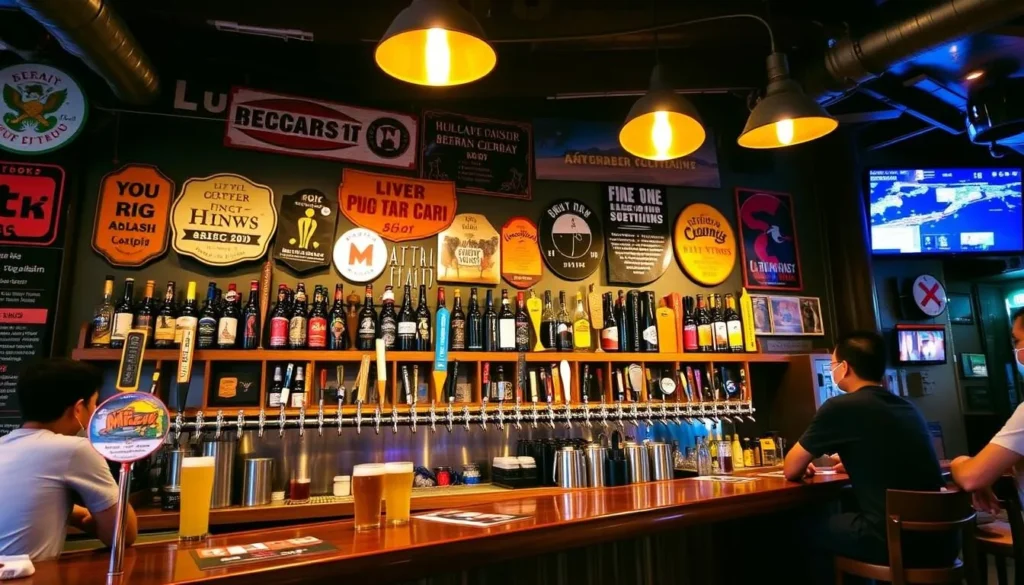 Image of a craft beer bar in Nha Trang with a variety of beers on tap