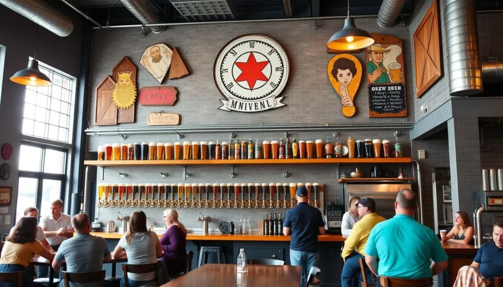 Image of a craft brewery in Helena, Montana, with a variety of beers on tap
