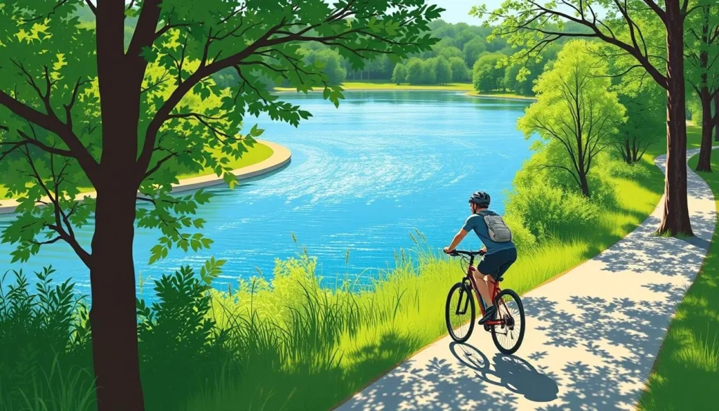 Image of a cyclist riding on the Lake Loop Trail
