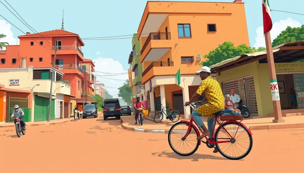 Image of a cyclist riding through Maiduguri's streets