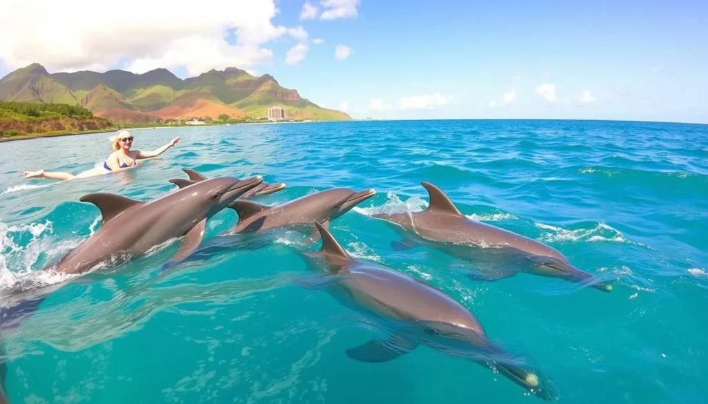 Image of a dolphin swimming tour in Oahu
