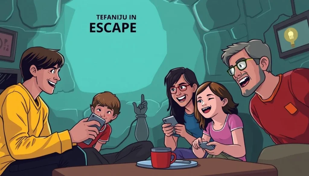 Image of a family attempting to escape a themed room at Granite State Escape Rooms