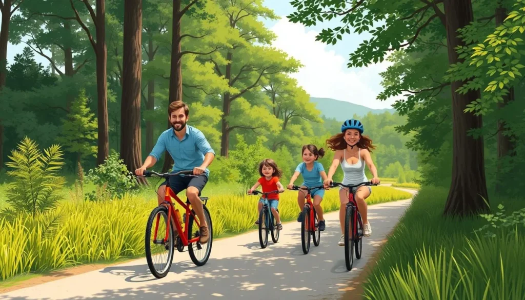 Image of a family biking on a trail in Wildwood