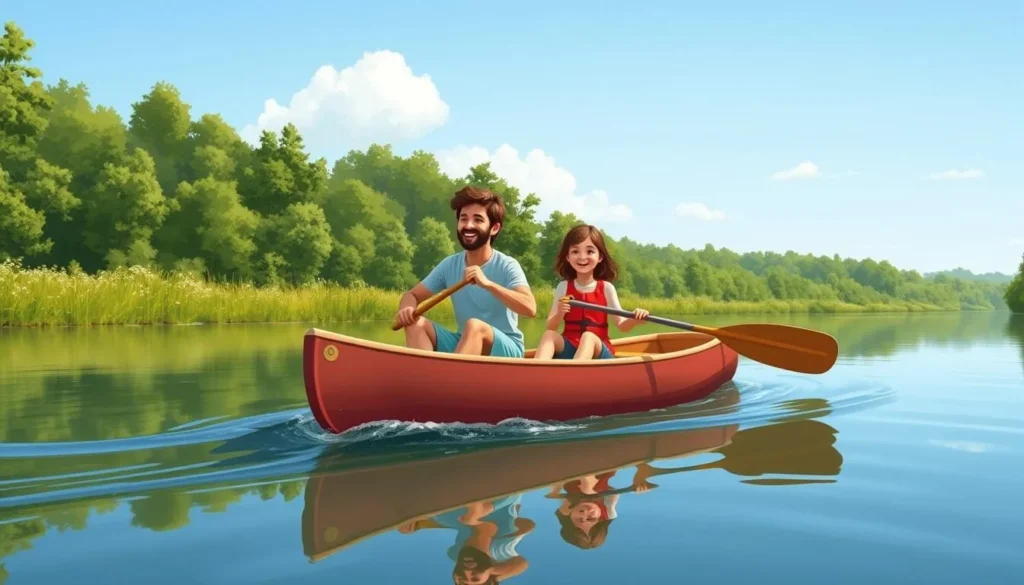 Image of a family canoeing on the Current River