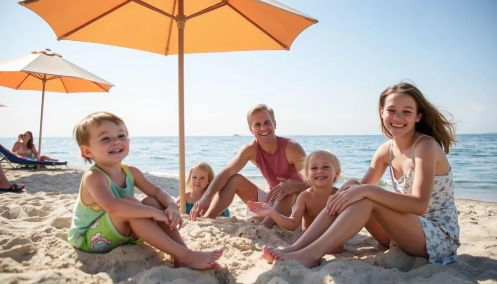 Image of a family enjoying a day at the beach on Lake Sakakawea