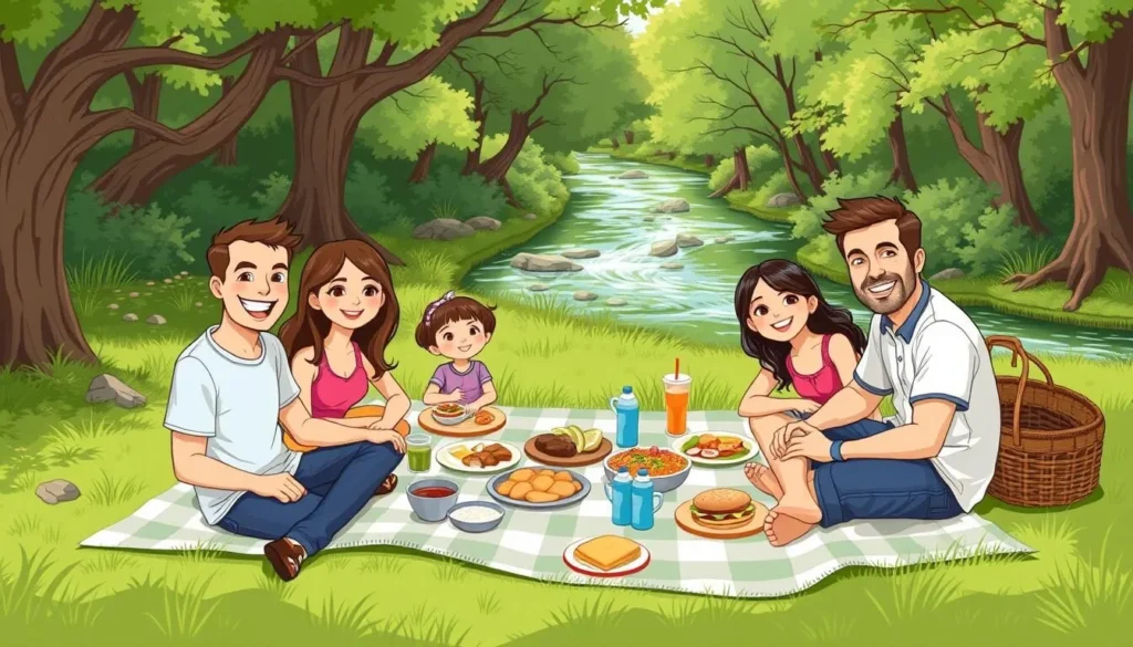 Image of a family enjoying a picnic at Hidden Creek Park West