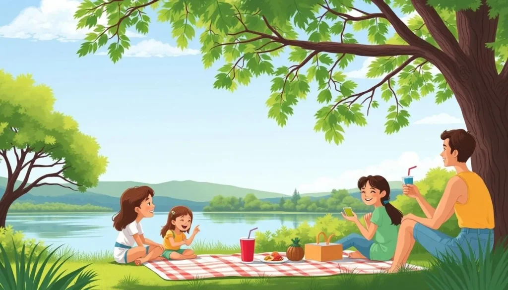 Image of a family enjoying a picnic at a Santa Clara County reservoir