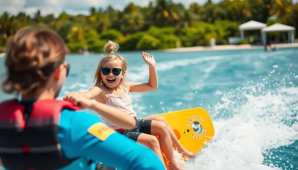 Image of a family enjoying wakeboarding at Keys Cable Park