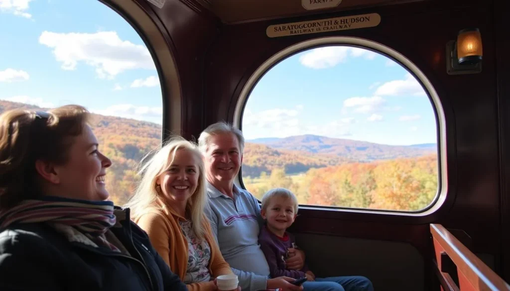 Image of a family on a train ride with Saratoga Corinth & Hudson Railway