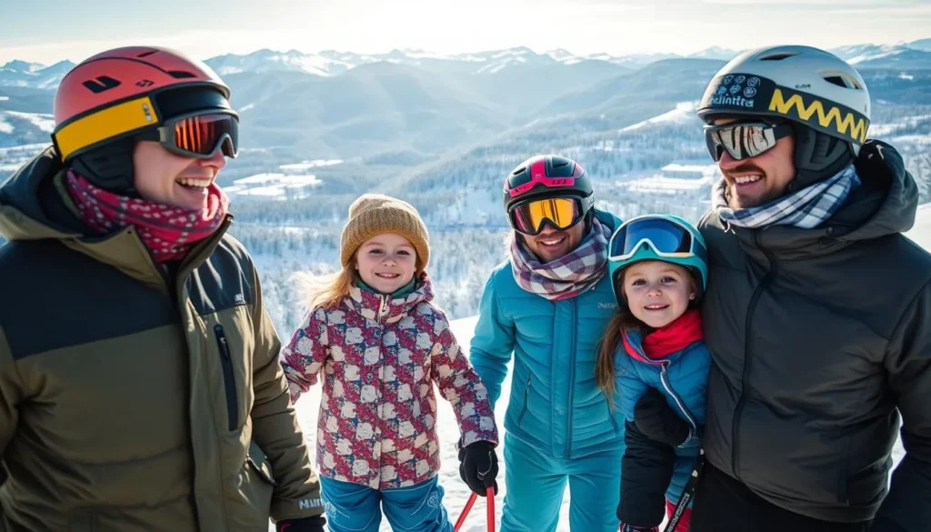 Image of a family skiing or snowboarding down the slopes at McIntyre Ski Area