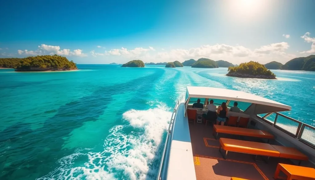 Image of a ferry boat traveling to Koh Rong