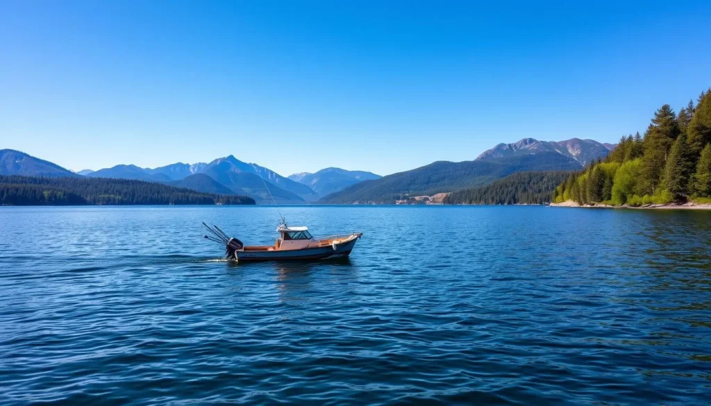 Image of a fishing boat on Flathead Lake