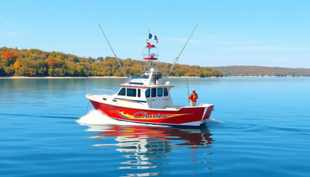 Image of a fishing charter boat on Lake Erie