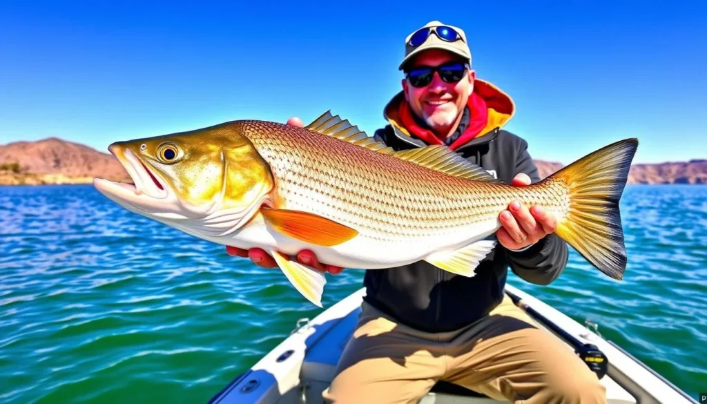 Image of a fishing guide on Lake Havasu with a large catch