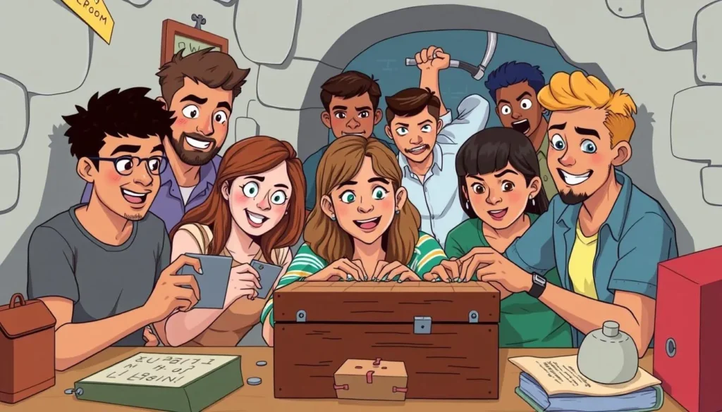 Image of a group of people trying to escape a themed room