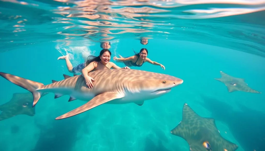 Image of a guided tour swimming with sharks and stingrays in Bora Bora