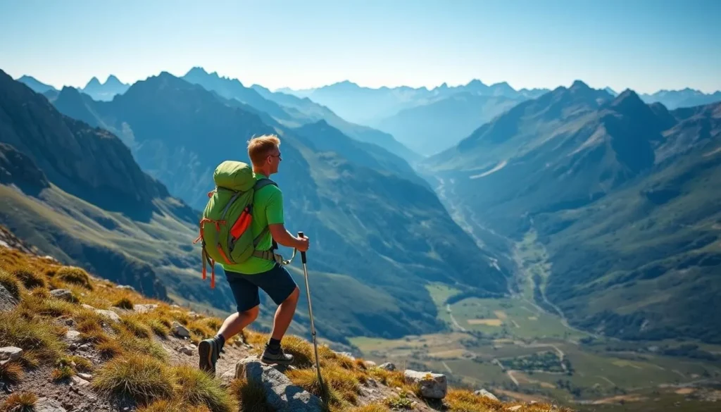 Image of a hiker in the Pyrenees Mountains